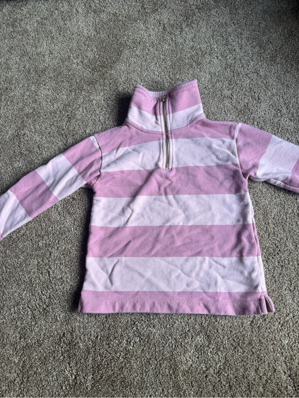 Crewcuts Pink Striped Half-Zip Sweatshirt